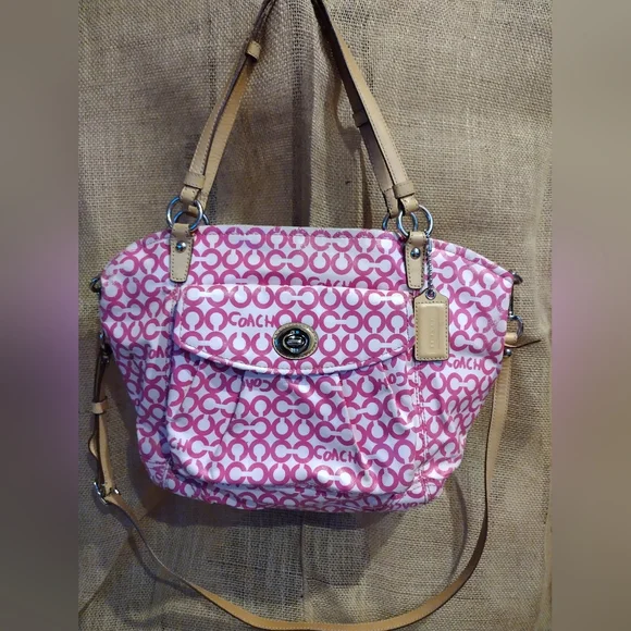 Coach | Bags | Pink Coach Signature Op Art Leah Tote Bag 3142